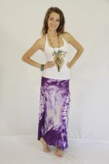 Tie Dye Long Layered Ruched Skirt Julia Purple