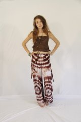 Tie Dye Long Ruched Pants Bianca Brown