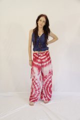 Tie Dye Long Ruched Pants Bianca Red