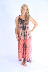 Tie-Dye Maxi Dress 'Andromeda' - Red & Black