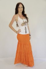Coloured Four Layered Long Skirt OrangeRed