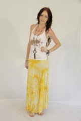 Tie Dye Long Layered Ruched Skirt Julia Yellow