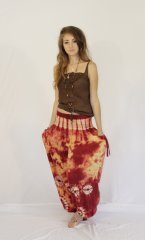 Tie Dye Long Ruched Pants Bianca Orange Gold
