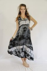 Tie Dye Long Sleeveless Dress Angie Black