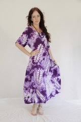 Tie Dye Long Short Sleeve Dress Sophie Purple