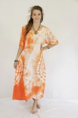 Tie Dye Long Short Sleeve Dress Sophie Orange