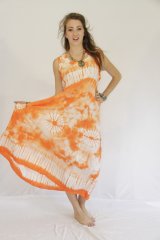 Tie Dye Long Sleeveless Dress Angie Orange